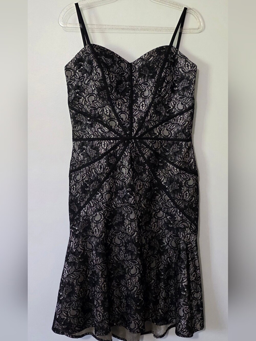 Truly Zac Posen Black Lace Mermaid Cocktail Dress Corset Style Bodycon Sexy Sz 6